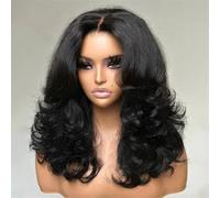 Parrucca Frontale In Pizzo Con Caschetto A Onde Larghe, Parrucca In Pizzo Con Riga Laterale, Pronta All'uso Per Donne Wear go glueless wig 24inch#180 Density