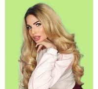 Parrucca frontale in pizzo con fragola da donna parrucca frontale bionda colorata Ombre capelli lunghi senza colla parrucca sintetica bionda frontale in pizzo biondo riccio parrucche per capelli veri