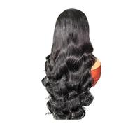 Parrucca frontale in pizzo HD 13x6 con capelli umani, densità 180, senza colla, pre-pizzicata, colore nero naturale, for donne nere Topper per Capelli da Donna(30inch)