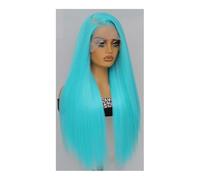 Parrucca frontale in pizzo HD da 30 pollici 13x4, lunga e liscia, senza colla, for donne, pre-pizzicate, resistenti al calore, senza colla, for uso quotidiano(Sky Blue)