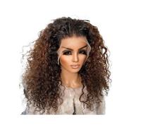 Parrucca frontale in pizzo HD pre-pizzicata, bionda castana, senza colla, sintetica, riccia lunga e crespa for donne nere(26inch)