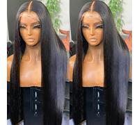 Parrucca frontale in pizzo liscio e dritto 13x4 Parrucca brasiliana in pizzo con capelli umani naturali per donna Parrucca er -28 pollici - 180 densità - Parrucca dritta 4x4