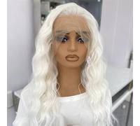 Parrucca frontale in pizzo naturale da donna 12 pollici parrucche a onde corte parrucca sintetica resistente al calore parrucca bianca 12 "-pizzo frontale