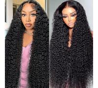 Parrucca frontale in pizzo ondulato profondo da 30 pollici, capelli umani 13 x 6 pizzo, pre-pizzicati con capelli del bambino, densità 200%, bagnati e ondulati, parrucca brasiliana per le donne