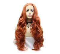Parrucca frontale in pizzo, parrucca sintetica ondulata e riccia grande per ragazze, parrucca con fascia per capelli, parrucca sintetica a onde profonde, traspirante, fac