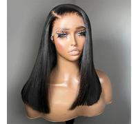 Parrucca Frontale In Pizzo, Parrucche Caschetto Corte, Parrucche Frontali In Pizzo, Parrucche Frontali In Pizzo, Parrucche Caschetto Lisce, Colore Naturale 4x4 Lace Wig 16inch#200 density