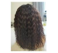 Parrucca frontale in pizzo sintetico riccia da 16 pollici con parrucche ricce e ondulate for uso quotidiano da parte delle donne Capelli Estensioni(Brown)