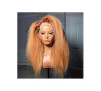 Parrucca frontale in pizzo Yaki pre-pizzicata, bionda, castana ombré, riccia e liscia, for donne nere, resistente al calore, densità 180. Topper per Capelli da Donna(28inch)