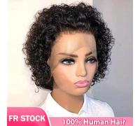 Parrucca Geeta Pixie Cut Parrucche corte ricce Bob 13x4 Parrucca anteriore in pizzo trasparente per capelli umani Parrucche corte ricci crespi per donne nere