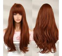 Parrucca gialla Parrucche sintetiche naturali ondulate con frangia per le donne Cosplay Party Usa parrucca per c