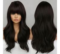 Parrucca gialla Parrucche sintetiche naturali ondulate con frangia per le donne Cosplay Party Usa parrucca per c