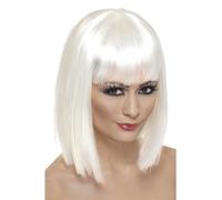 Parrucca Glamour Bianca Corto Bob Costume Accessorio