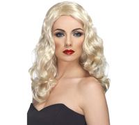 Parrucca Glamour Lunga Riccia Bionda Accessorio Per Costume Da Celebrità