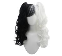 Parrucca Gotica In Bianco E Nero Parrucca Sintetica Bicolore Con Due Fermagli Per Capelli A Coda Di Cavallo Per Le Donne, Cosplay Anime, Festa Di Compleanno In Costume Di Halloween