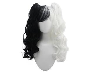 Parrucca Gotica In Bianco E Nero Parrucca Sintetica Bicolore Con Due Fermagli Per Capelli A Coda Di Cavallo Per Le Donne, Cosplay Anime, Festa Di Compleanno In Costume Di Halloween