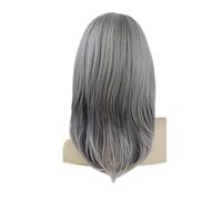 Parrucca grigia lunga for capelli sintetici 1pc for le donne acconciature diritte naturali mamma frangia nonna festa in costume grigio argento vecchia signora