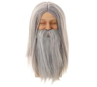 Parrucca grigia mago e parrucche lunghe per costume di Halloween, lunga grigio parrucca diritta per uomo donna, mago stregone