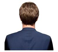 Parrucca grigia riccia sintetica for capelli corti 1pc con estremità leggermente sollevate Frangetta lunga riga laterale voluminosa for uomo