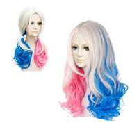 Parrucca Harley Quinn Donna,Presenta uno Stile Riccio Ondulato,Costume Harley Quinn Donna,Parrucca Harley Quinn Bambina Per Carnevali FemminiliFestival,Feste e Giochi di Ruolo Cinematografici