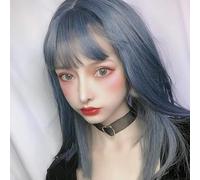 Parrucca Haze Blue Da Donna, Capelli Medio Lunghi, Capelli Clavicola, Capelli Medio Lunghi, Capelli Lisci, Parrucca In Fibra Chimica, Copricapo