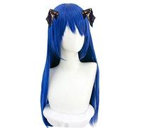 Parrucca HSIU Mostima Cosplay, Parrucca Game Arknights, Capelli lunghi blu inchiostro, Parrucca Cosplay Halloween party girl Parrucca in fibra ad alta temperatura Altra parrucca Mephisto