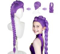 Parrucca Hun-ter Cosplay Per Bambini, Parrucca Lunga con Treccia Viola, Parrucca a treccia lunga viola, Trecces Realistiche Accessoris Cosplay Per Halloween, Feste Di Carnevale