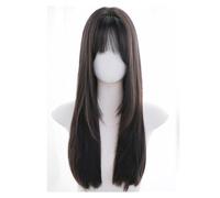 Parrucca in Pizzo Parrucca a testa intera, simulazione naturale, nera, lunga e liscia, frangia giornaliera, capelli lisci, parrucca artificiale Parrucche da Donna