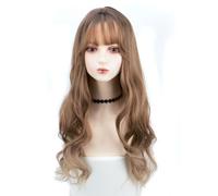 Parrucca in Pizzo Parrucca Air Bangs Parrucca lunga leggermente riccia con capelli lunghi, stile copricapo completo, parrucca lunga riccia sfumata Parrucche da Donna
