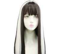 Parrucca in Pizzo Parrucca con frangia da 48 cm, 18,89 pollici, con orecchio, acconciatura tinta, capelli lunghi lisci, parrucca a testa piena tinta in evidenza Parrucche da Donna