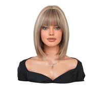 Parrucca in Pizzo Parrucca da donna corta e dritta con frangia e fascia piena, stile creativo, con messa in evidenza, 33 cm e 12 pollici Parrucche da Donna