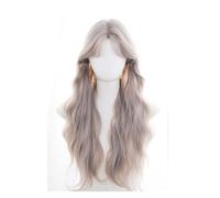Parrucca in Pizzo Parrucca da tutti i giorni da 70 cm con frangia naturale, capelli lunghi e ricci, beige e marrone, design a testa piena Parrucche da Donna