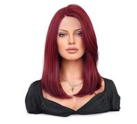 Parrucca in Pizzo Parrucca frontale in pizzo con parte a T, parrucca femminile con copricapo completo, lunghezza alle spalle, capelli lisci, riga laterale, parrucca naturale realistica Parrucche da Do