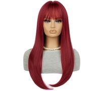 Parrucca in Pizzo Parrucca lunga e liscia for testa piena con frangia naturale for uso quotidiano e gioco di ruolo, parrucca for copricapo Parrucche da Donna