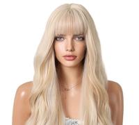 Parrucca in Pizzo Parrucca lunga e soffice con frangia creativa, onde grandi, capelli ricci e lunghi, for modellare il viso, adatta for l'uso quotidiano Parrucche da Donna