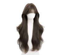 Parrucca in Pizzo Parrucca quotidiana Capelli lunghi ricci Stile coreano Temperamento Frangia realistica Copertura completa della testa Adatta for l'uso quotidiano Parrucche da Donna