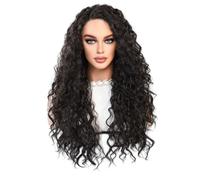 Parrucca in Pizzo Parrucca sintetica in pizzo a T piccola da 65 cm e 26 pollici, lunghezza dell'onda dell'acqua, parrucche in pizzo con capelli ricci, parrucca femminile con parte centrale ondulata Pa