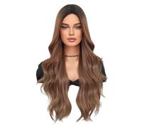 Parrucca in Pizzo Parrucche da donna da 70 cm e 28 pollici, riga centrale, sfumate, capelli lunghi, copricapo ondulato grande, parrucche ombré Parrucche da Donna