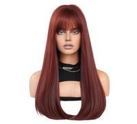Parrucca in Pizzo Parrucche retrò da donna, capelli lunghi lisci, ricci interni, sintetici, alte temperature, parrucche in seta, parrucche rosse Parrucche da Donna