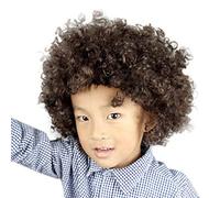 Parrucca in rame Bob Fan-Kids Clown Football Afro Masquerade parrucca per capelli afro parrucca per capelli parrucca nera rossa corta (K, taglia unica)