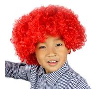 Parrucca in rame Bob Fan-Kids Clown Football Afro Masquerade parrucca per capelli afro parrucca per capelli parrucca nera rossa corta (D, taglia unica)