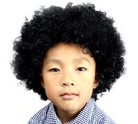 Parrucca in rame Bob Fan-Kids Clown Football Afro Masquerade parrucca per capelli afro parrucca per capelli parrucca nera rossa corta (C, taglia unica)