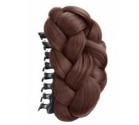 Parrucca intrecciata dall'aspetto naturale per chignon, da donna, con stili voluminosi e clip per eventi formali