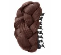 Parrucca intrecciata dall'aspetto naturale per chignon, da donna, con stili voluminosi e clip per eventi formali