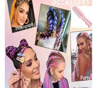 Parrucca intrecciata sintetica Lumi, parrucca demone cacciatore, parrucca intrecciata viola pre-intrecciata, adatta per intrecciare, cosplay, costumi di Natale, giochi di ruolo, feste di vacanza, Nata