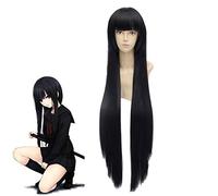 Parrucca Isayama Yomi Cosplay 80 cm Parrucche sintetiche lunghe dritte nere Peluca Anime Parrucche + Parrucca 80 cm Qi Liuhai