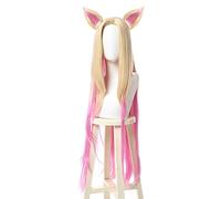 Parrucca Kda Baddest Ahri Parrucche Cosplay Lol Kda Cosplay Bionda Parrucche rosa miste con orecchie Resistente al calore Capelli sintetici Gioco Cosplay 03