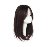 Parrucca liscia di media lunghezza - Frangia a otto caratteri con capelli in fibra asiatica(Natural Black)