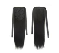 Parrucca liscia per la salute, coda di cavallo, extension per capelli, opache realistiche, senza cuciture, per legatura, coda di cavallo per l'uso quotidiano nelle donne (nero naturale, 55 cm)