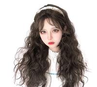 Parrucca Lolita in fibra ad alta temperatura resistente al calore, capelli lunghi e ricci con frangia, parrucca da ragazza, adatta per scattare foto, regolabile