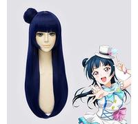 Parrucca LoveLive Sunshine Tsushima Yoshiko Costume Cosplay Love Live Aqour Yohane Donna Capelli sintetici Halloween Giochi di ruolo Parrucche LoveLive Sunshine blu
